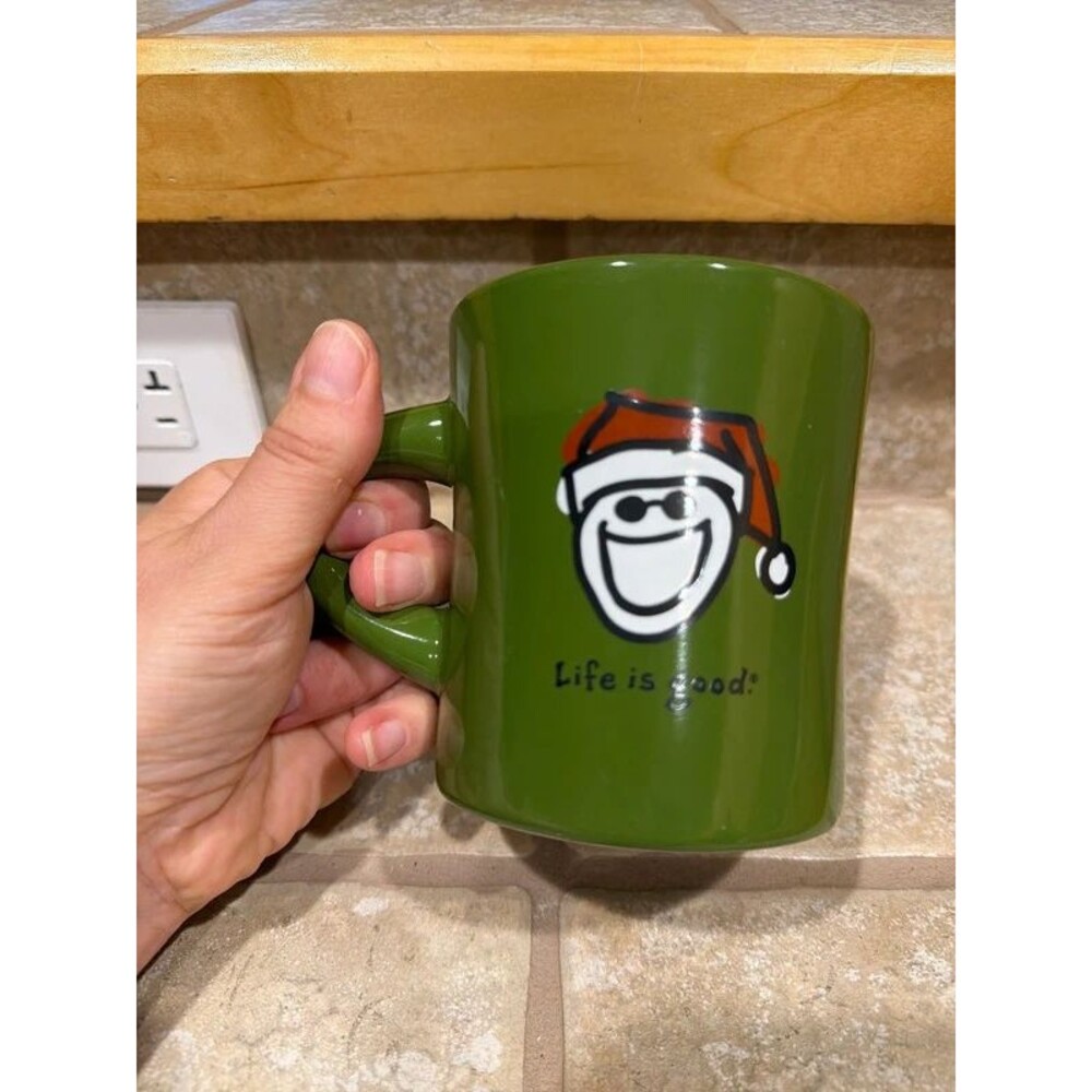Life is good heavy green coffee mug Santa - Picture 2 of 5